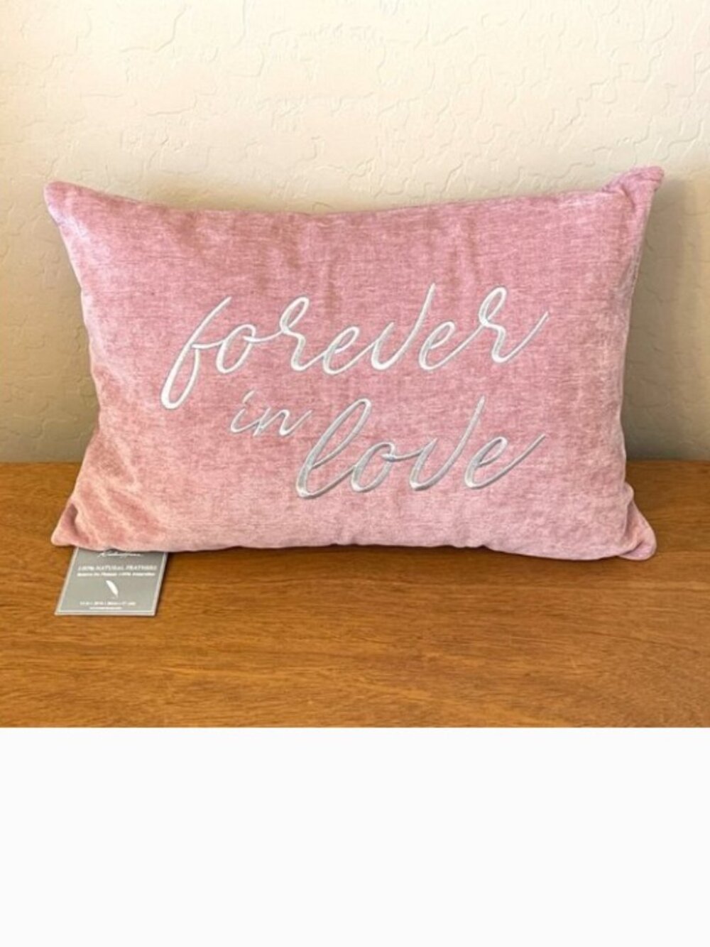 NEW Forever In Love Throw Pillow Stitched Rodeo Home Rectangle Feather Pink